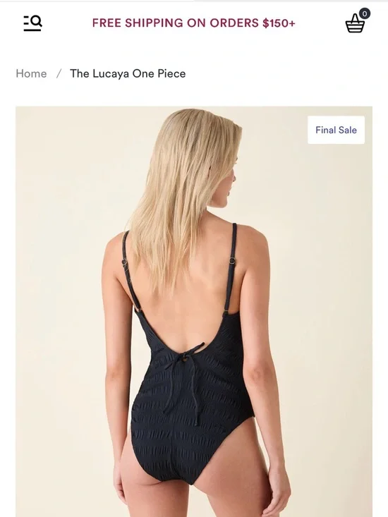 Black Textured One-Piece, long torso - Picture 5 of 5